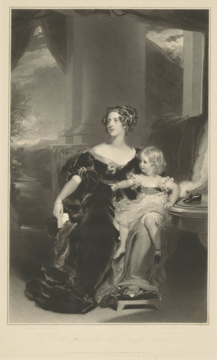 Retrato de Harriet, Condessa Gower e sua filha de Samuel Cousins