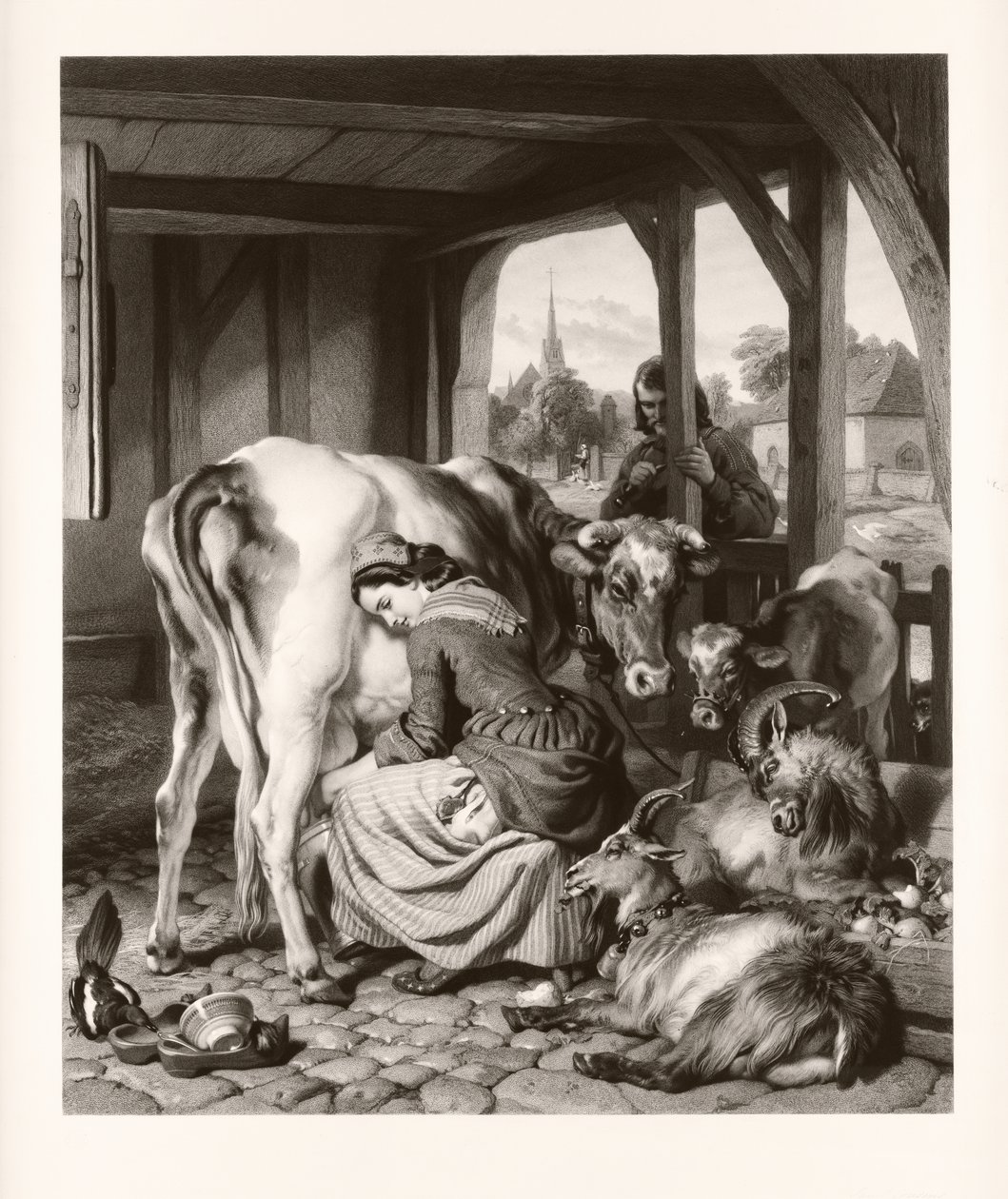 A Criada e a Magpie (mezzotint) de Samuel Cousins