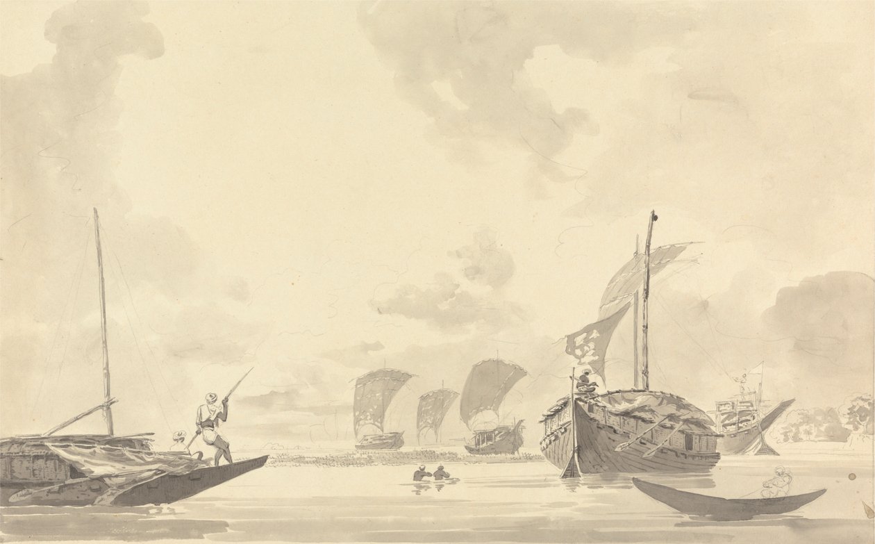 Barcos no rio Hoogley [Hooghly] de Samuel Davis