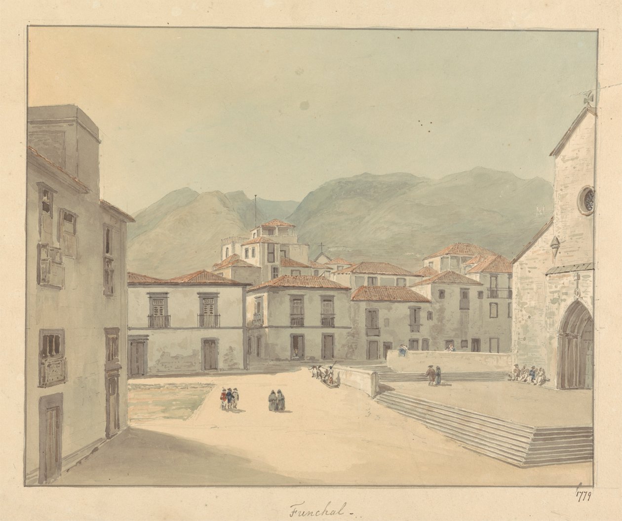 Funchal, Madeira: Uma Praça com uma Igreja de Samuel Davis