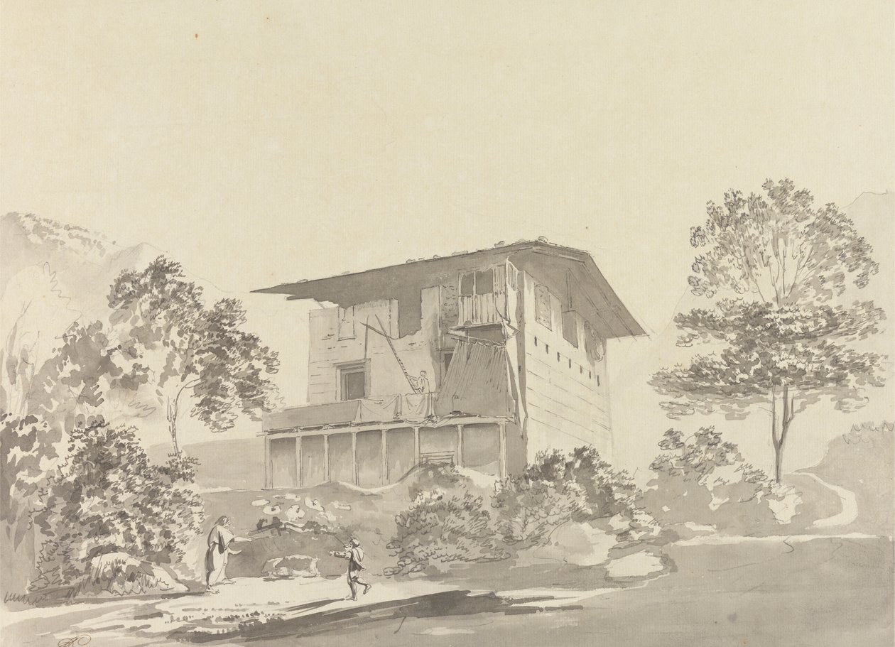 Na aldeia perto de Tassisudon [Tashicho Dzong] de Samuel Davis