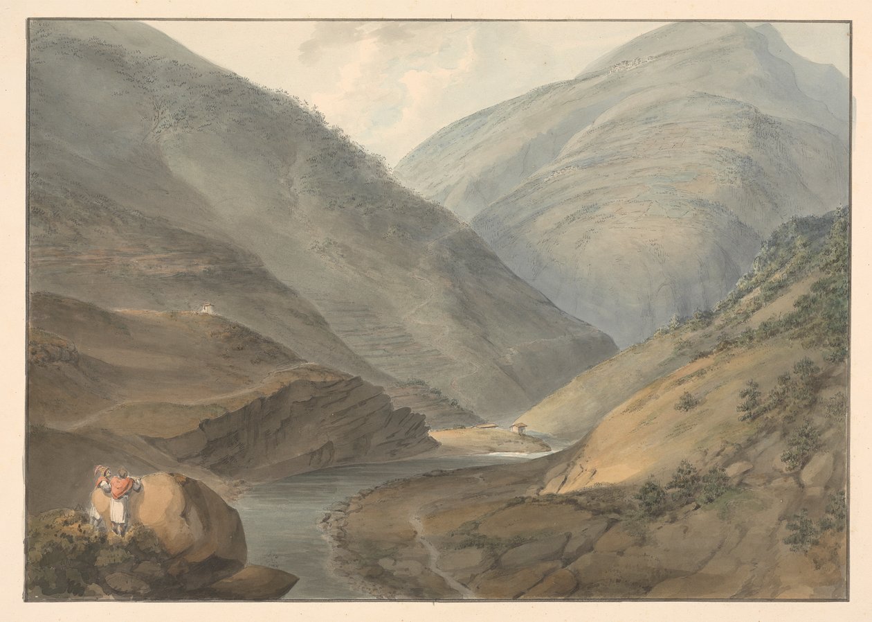 Paisagem montanhosa com rio de Samuel Davis