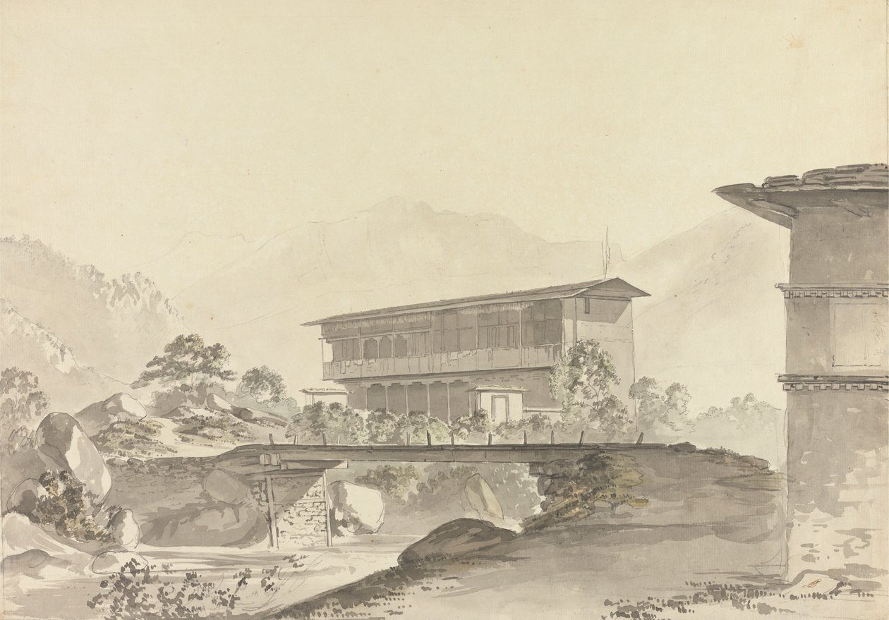 Perto de Tassisudon [Tashicho Dzong] de Samuel Davis