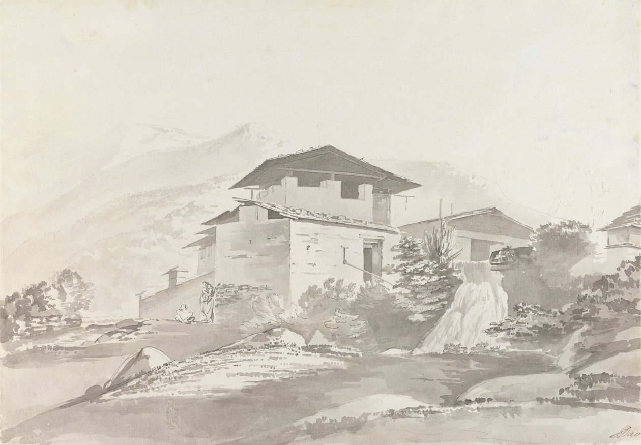 Perto de Tassisudon [Tashicho Dzong] de Samuel Davis