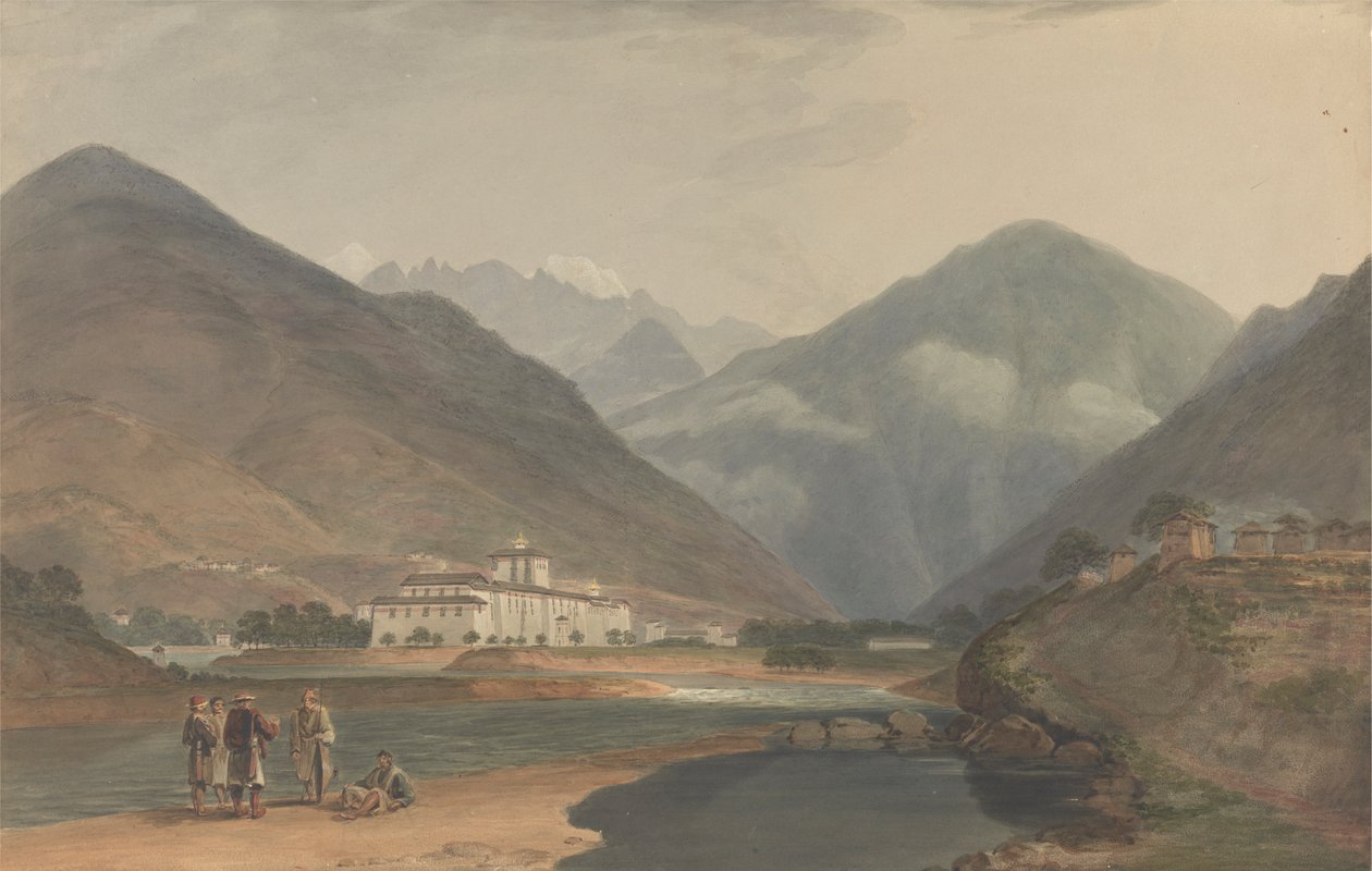 A antiga capital de Inverno do Butão em Punakha Dzong de Samuel Davis