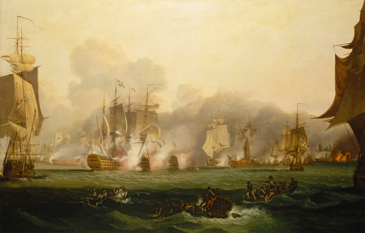 A Batalha de Trafalgar, 21 de outubro de 1805, início do século XIX (óleo sobre tela) de Samuel Drummond