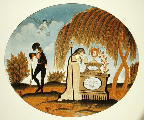 Luto por George Washington (caneta e tinta e aguarela sobre papel) de Samuel Folwell