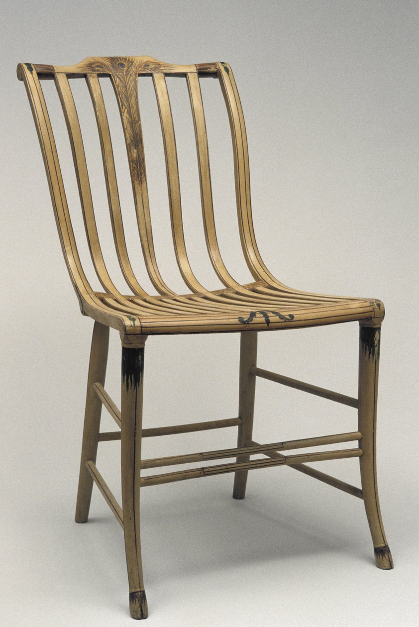 Cadeira lateral, c. 1808-1812 (bétula, carvalho faia, tinta) de Samuel Gragg