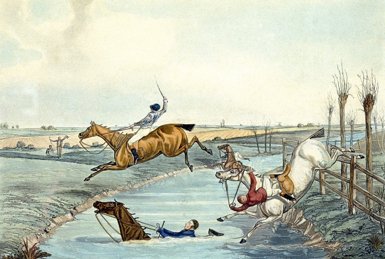 Second Mile, de Steeplechasing, gravada por Charles Hunt (1929-1900) (cor litho) de Samuel Henry (after) Alken