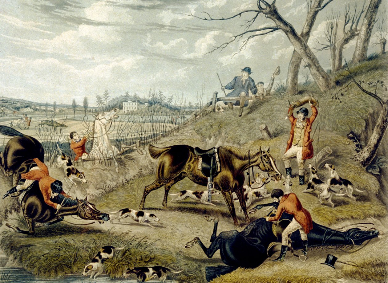 The Grand Leicestershire Fox Hunt, placa 4, gravada por Charles Hunt de Samuel Henry (after) Alken