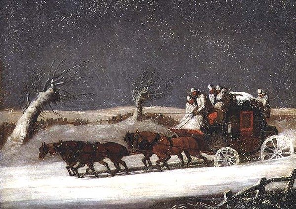 Treinador de correio à deriva da neve de Samuel Henry Alken