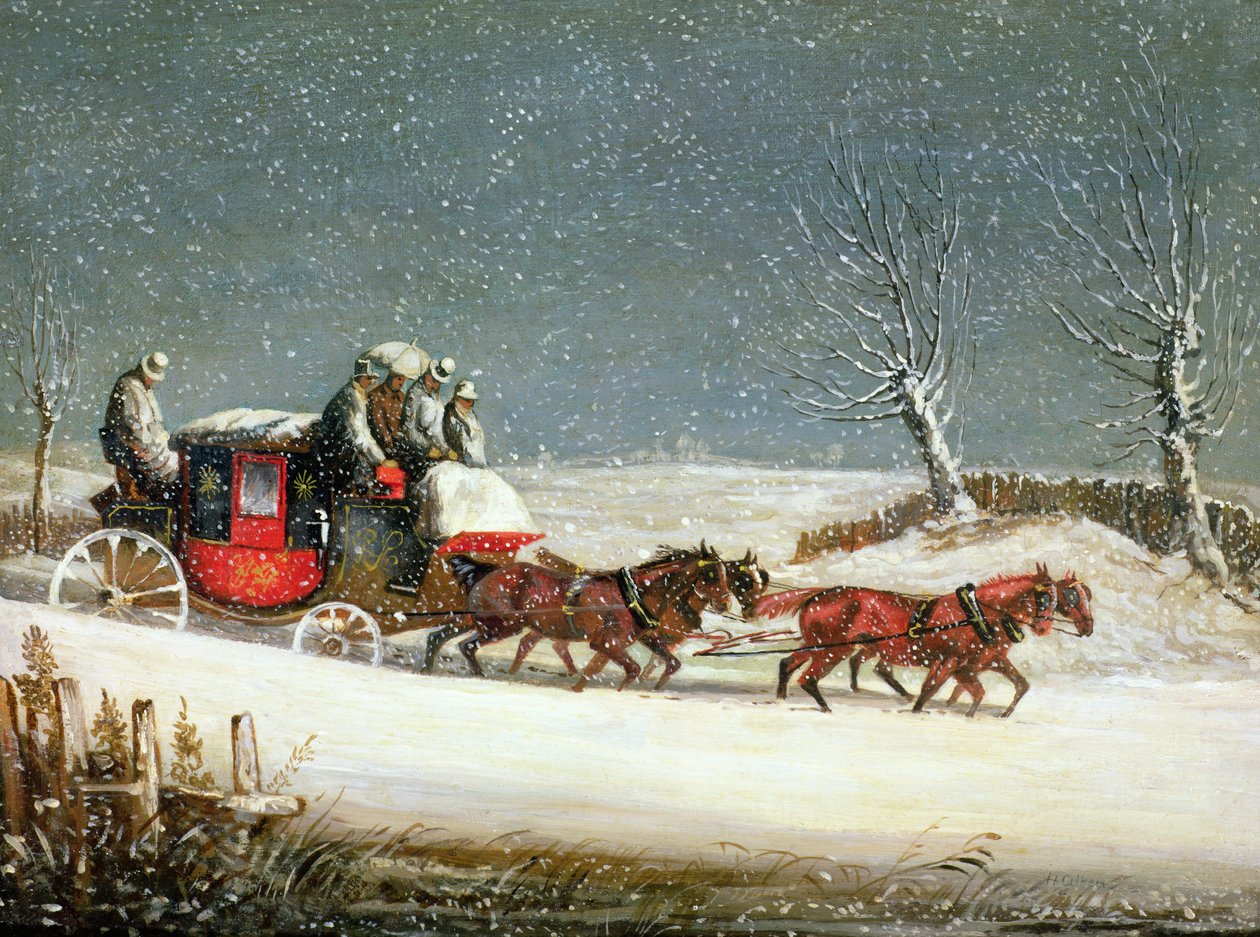 The Royal Mail in Deep Snow (óleo no painel) de Samuel Henry Alken