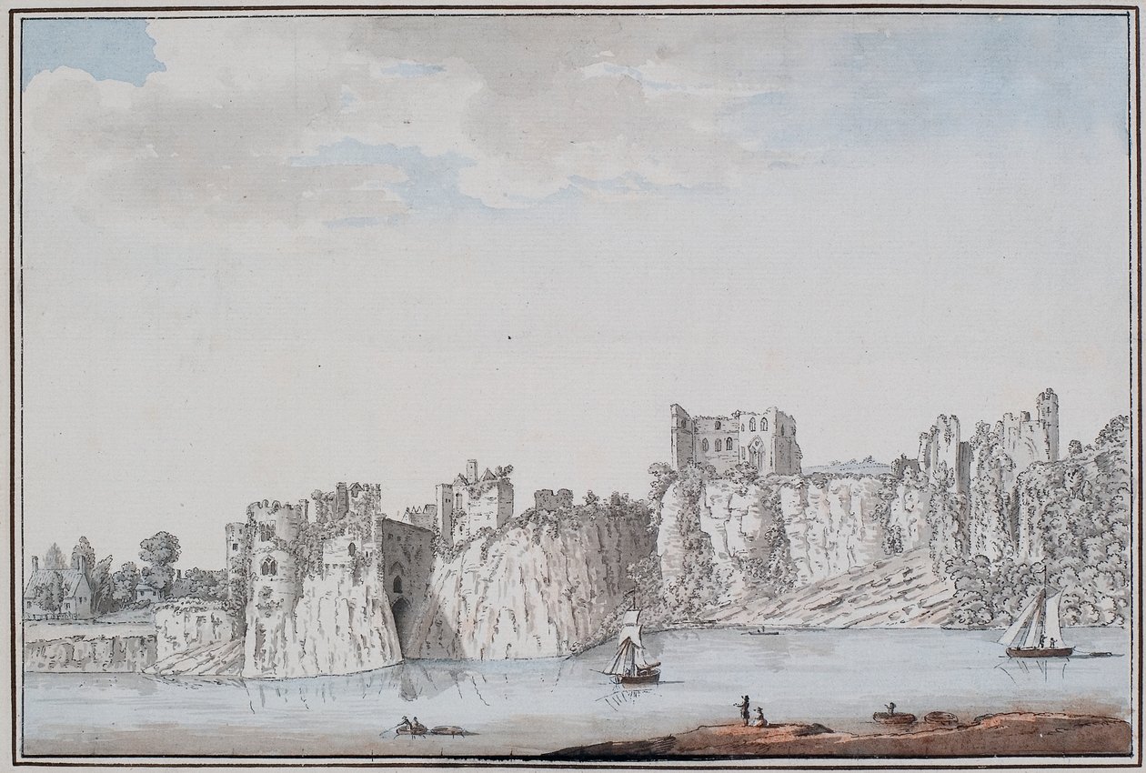 Castelo de Chepstow (tinta e aguarela sobre papel) de Samuel Hieronymous Grimm
