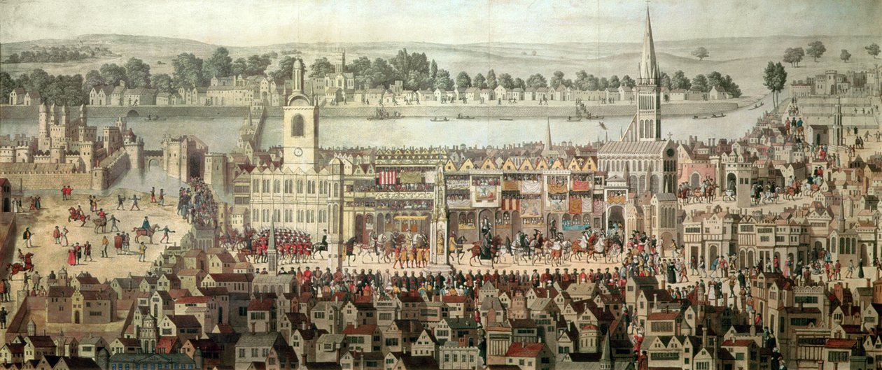 A Procissão de Coroação do Rei Eduardo VI em 1547 de Samuel Hieronymous Grimm