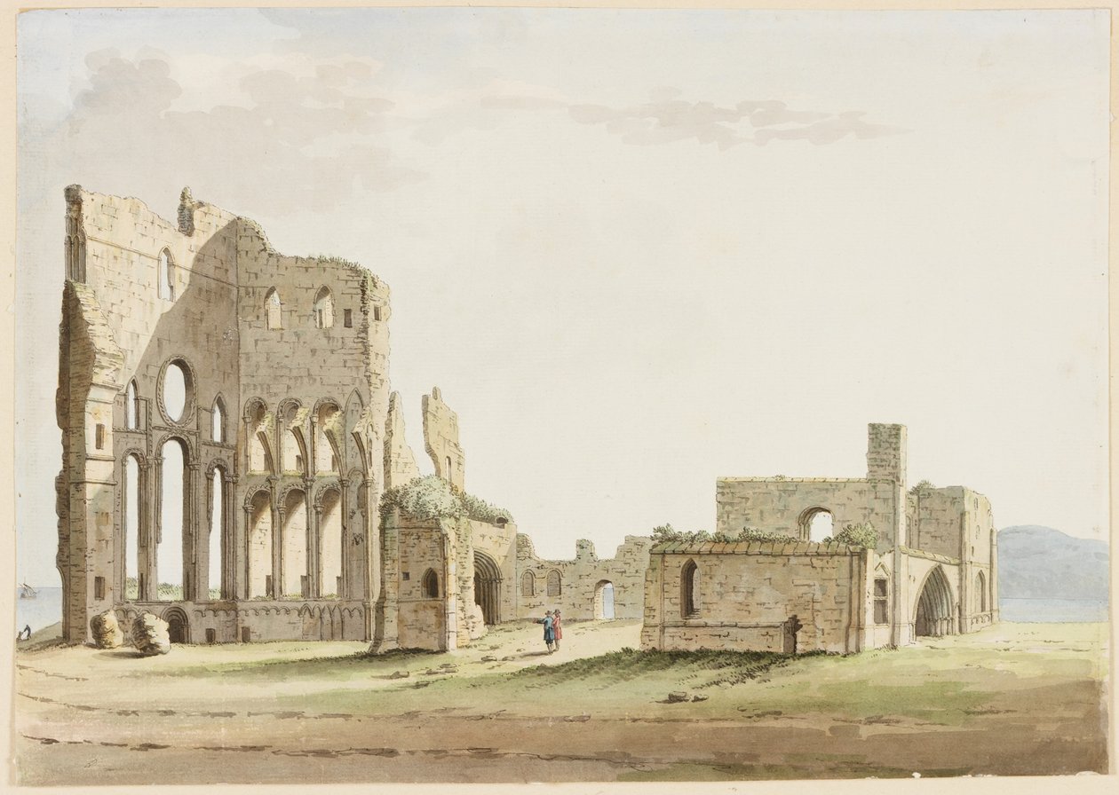 Priorado de Tynemouth, Northumberland (caneta e tinta sobre papel) de Samuel Hieronymous Grimm