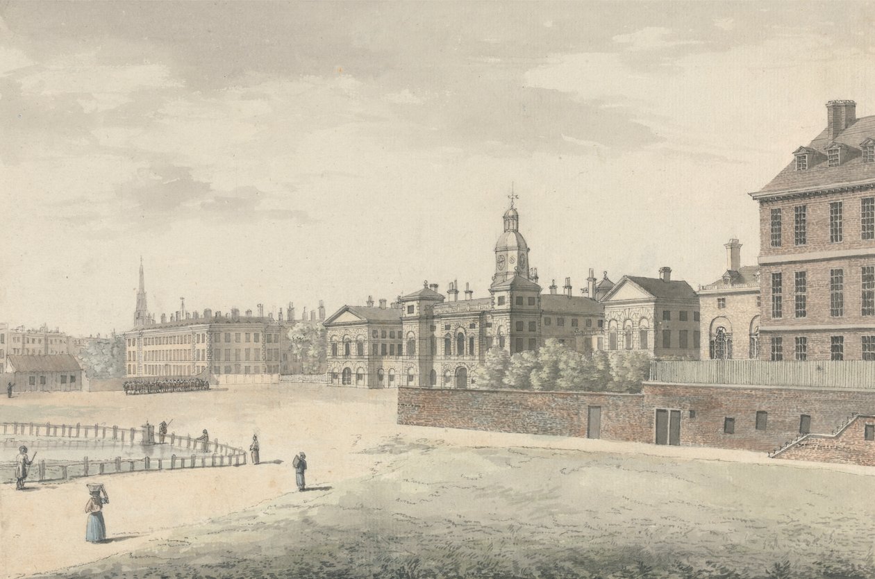 O Desfile da Guarda do Cavalo, Whitehall de Samuel Hieronymus Grimm
