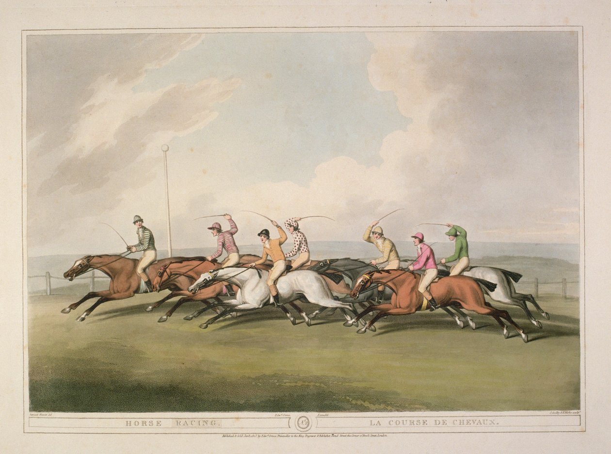Corrida de Cavalos da Coleção de Esporte Britânico de Esporte da Orme, 1807 de Samuel Howett