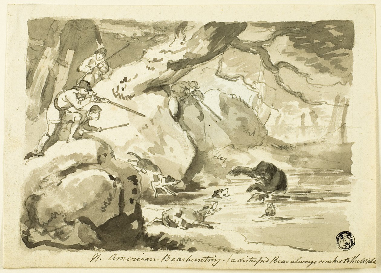 Caça ao Urso da América do Norte (reto); Concha (verso) de Samuel Howett
