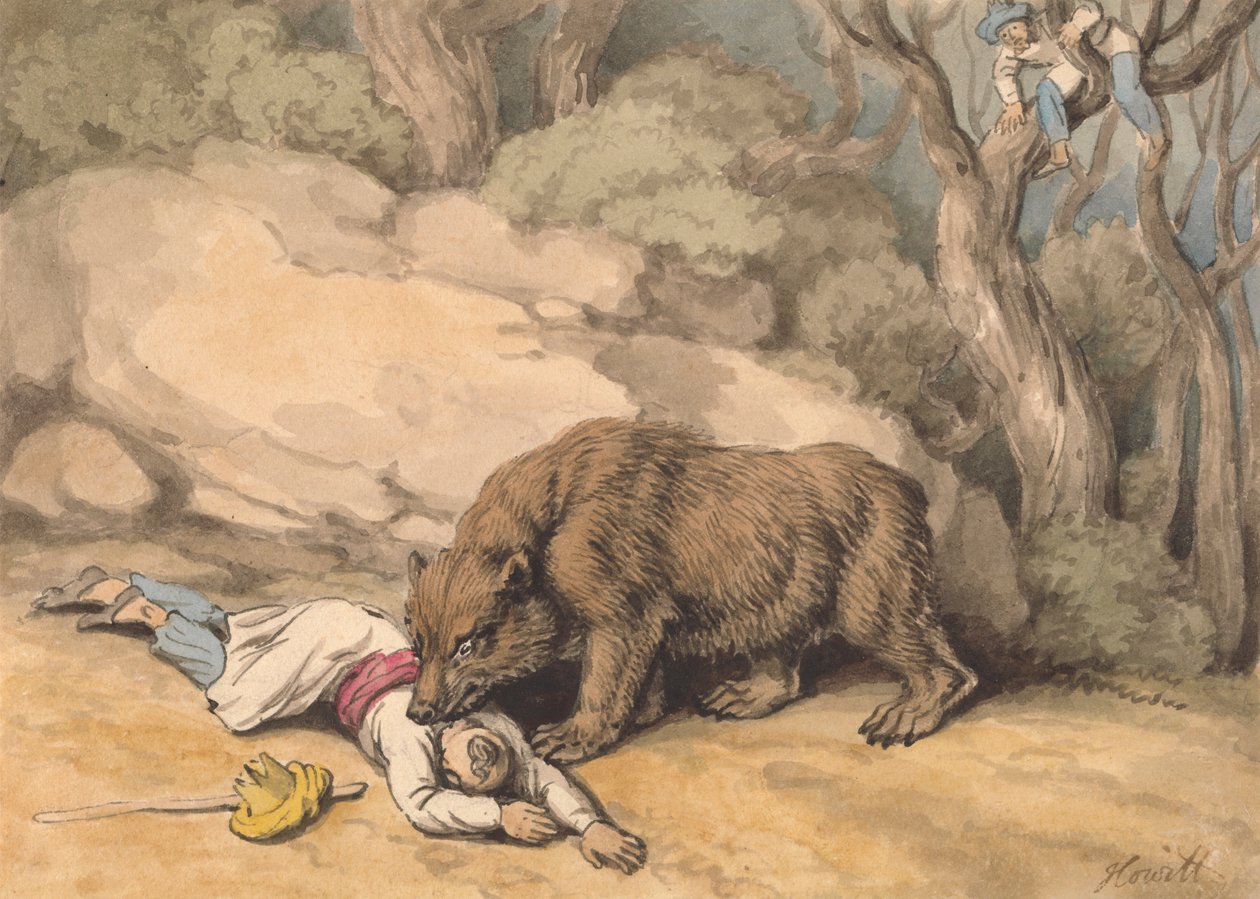 Um urso a atacar um índio caído de Samuel Howitt