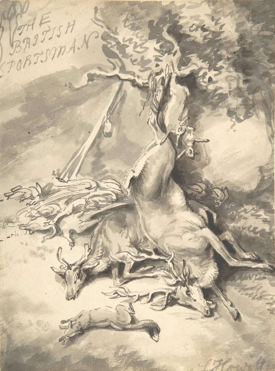 Projeto para o frontispício do desportista britânico, ca. 1812. de Samuel Howitt