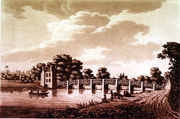 Vista Sudeste da Ponte Datchet, ilustração de 