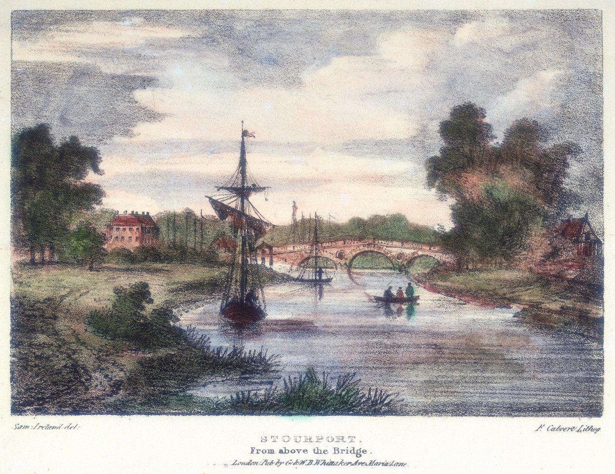 Stourport-on-Severn, Worcestershire, de cima da ponte, c1795. de Samuel Ireland