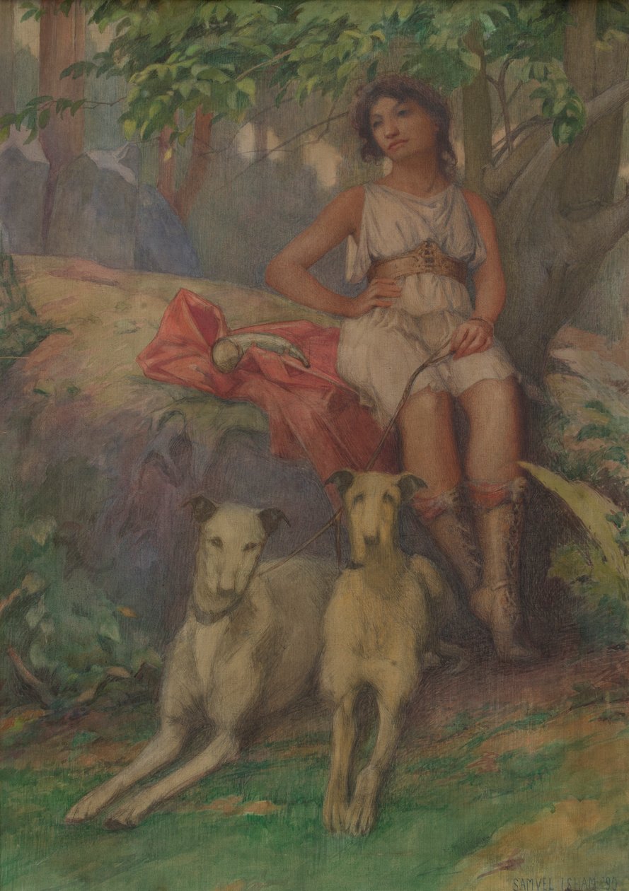 Figura com Dois Cães de Caça de Samuel Isham