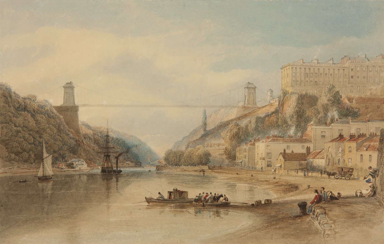 A Ponte de Suspensão Proposta de Rownham Ferry, c. 1836 de Samuel Jackson