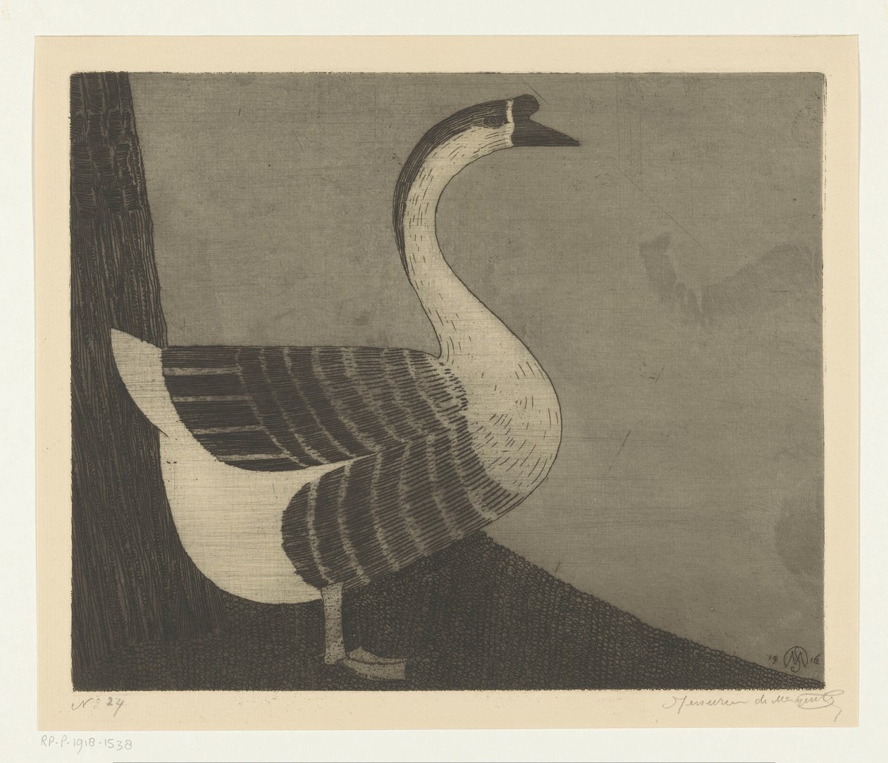 ganso de botão de Samuel Jessurun de Mesquita (signed by artist)