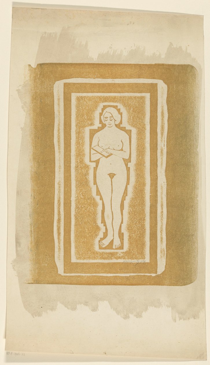 Nua com livro ou laje de pedra na mão de Samuel Jessurun de Mesquita (signed by artist)