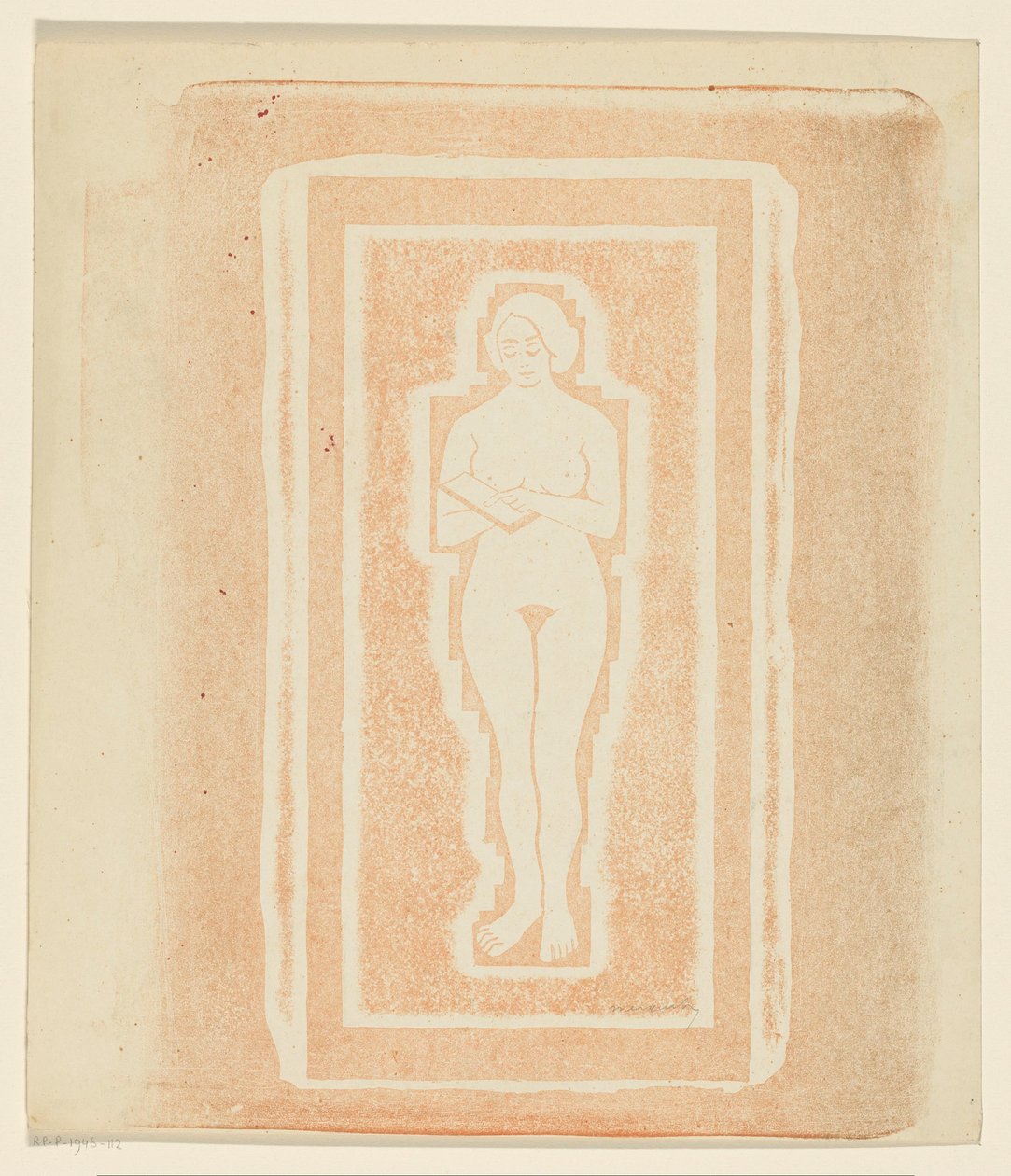 Nua com livro ou laje de pedra na mão de Samuel Jessurun de Mesquita (signed by artist)