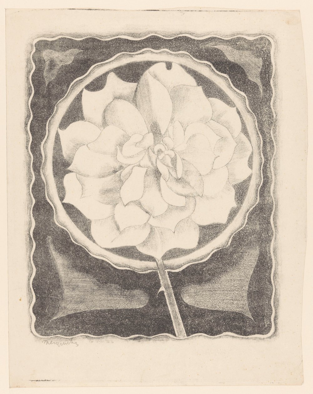 Rosa (em círculo, com borda ondulada) de Samuel Jessurun de Mesquita (signed by artist)
