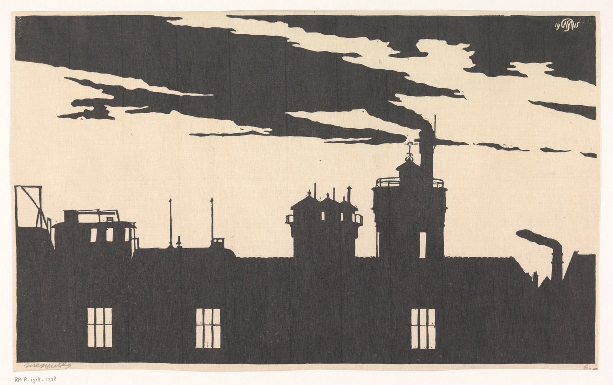 Silhouette Oostergasfabriek de Samuel Jessurun de Mesquita (signed by artist)