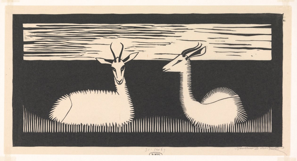 Duas gazelas de Samuel Jessurun de Mesquita (signed by artist)