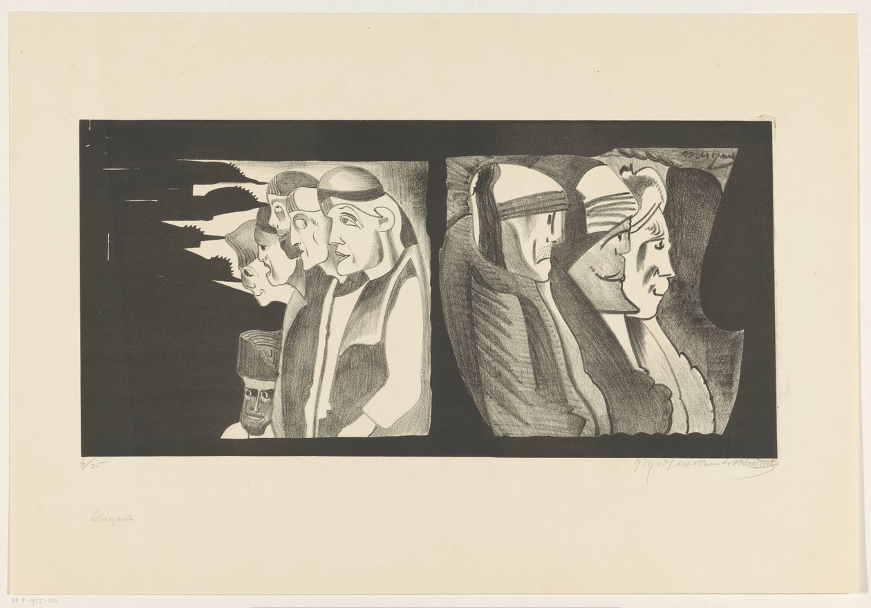 Dois grupos de figuras de costas para o outro de Samuel Jessurun de Mesquita (signed by artist)