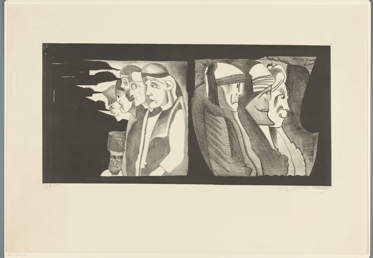 Dois grupos de figuras viradas uma para a outra de Samuel Jessurun de Mesquita (signed by artist)