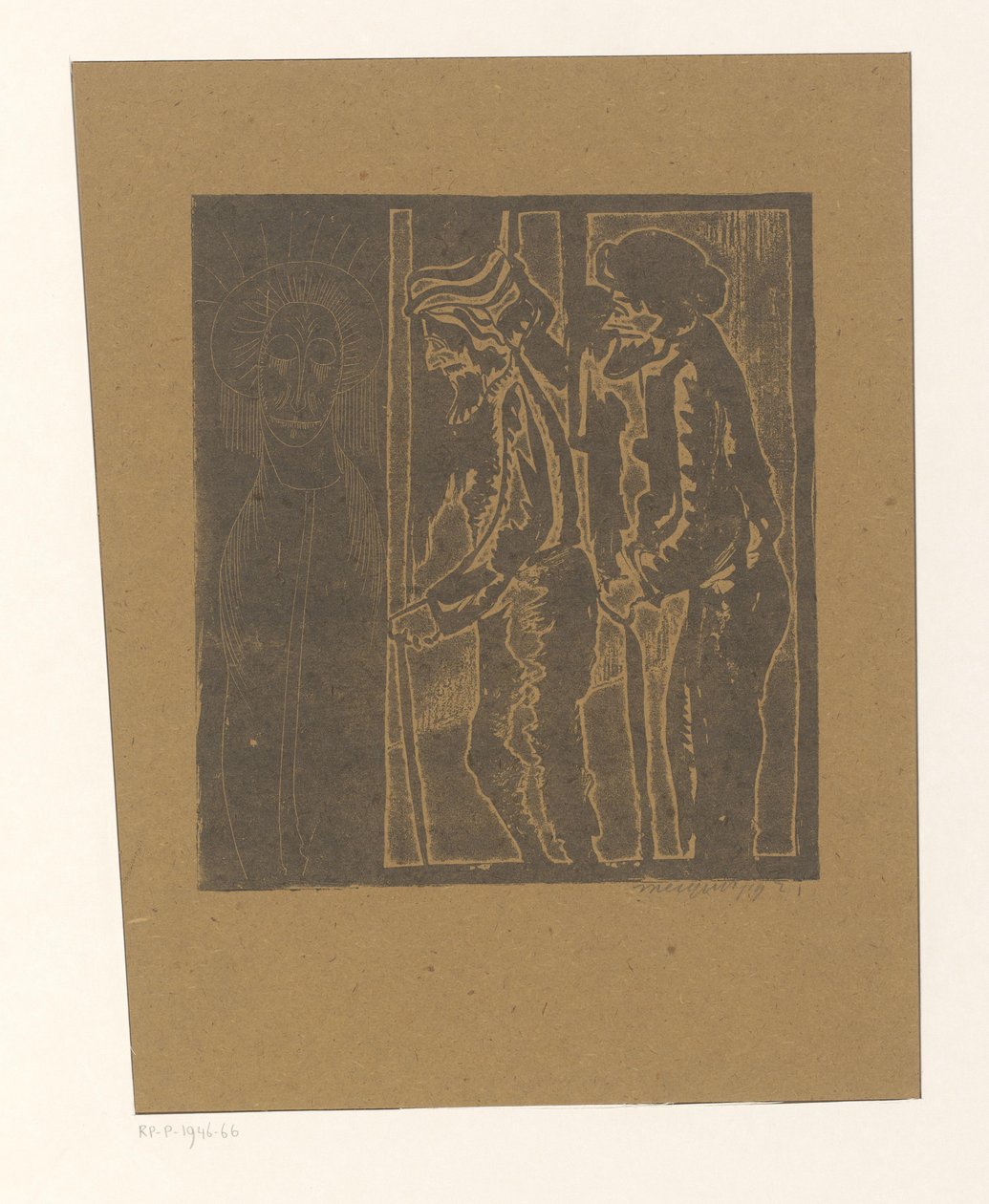 Dois homens na figura com os olhos fechados de Samuel Jessurun de Mesquita (signed by artist)