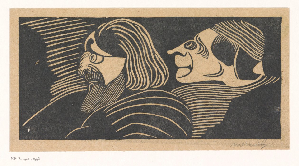 Duas cabeças de homens de Samuel Jessurun de Mesquita (signed by artist)