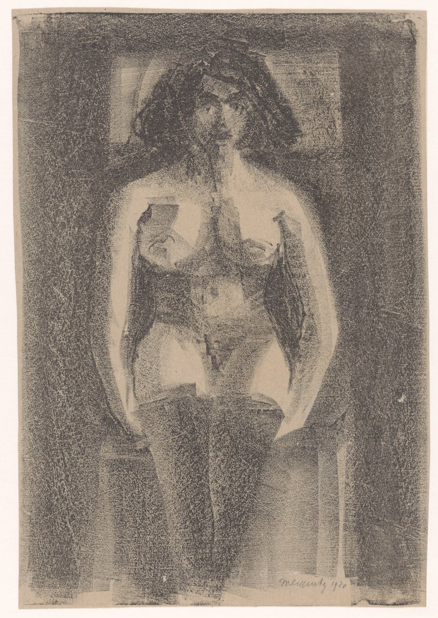 Nu feminino sentado, com meias de Samuel Jessurun de Mesquita