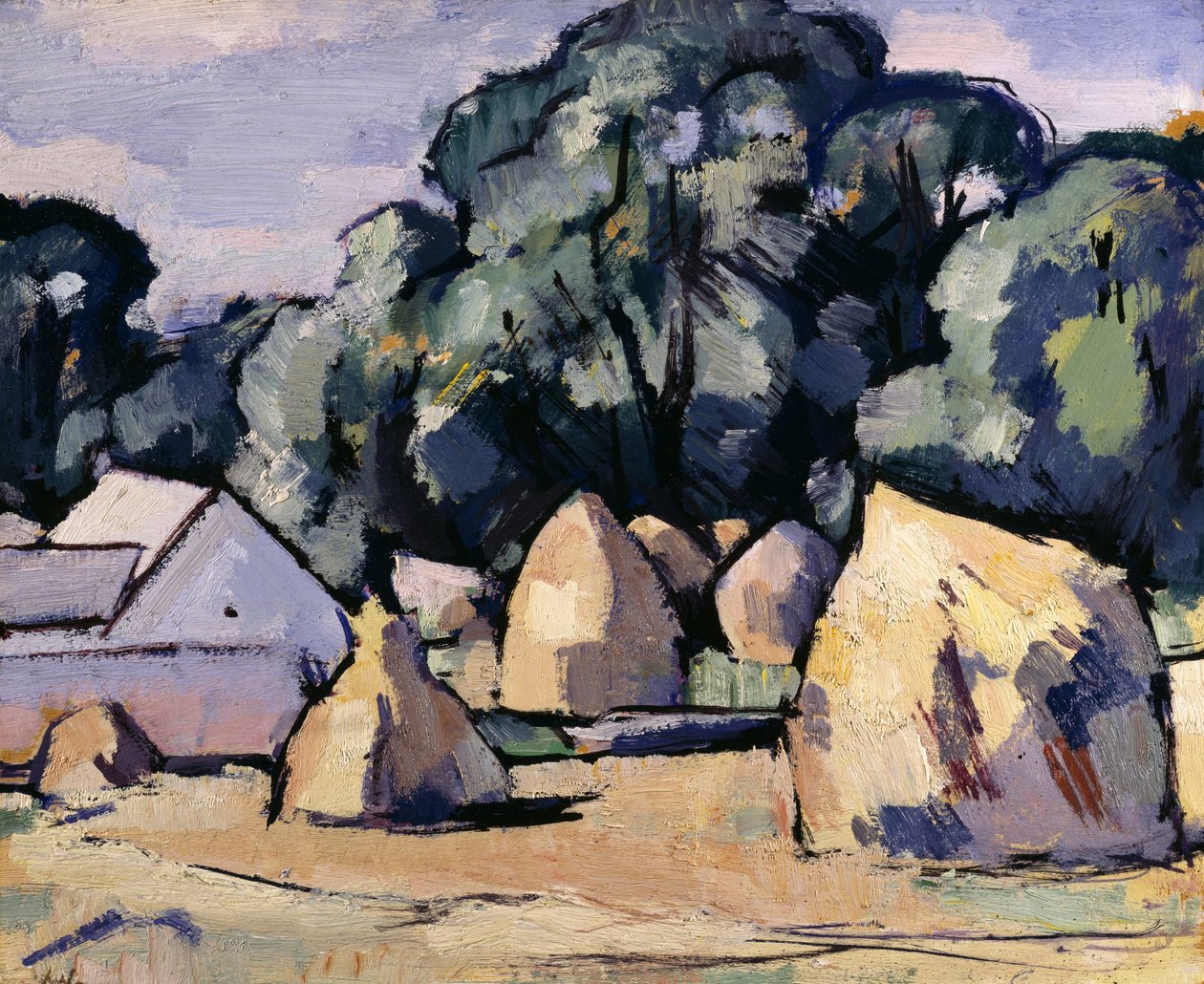 Edifícios da quinta de Laggan, perto de Dalbeattie (óleo sobre painel) de Samuel John Peploe