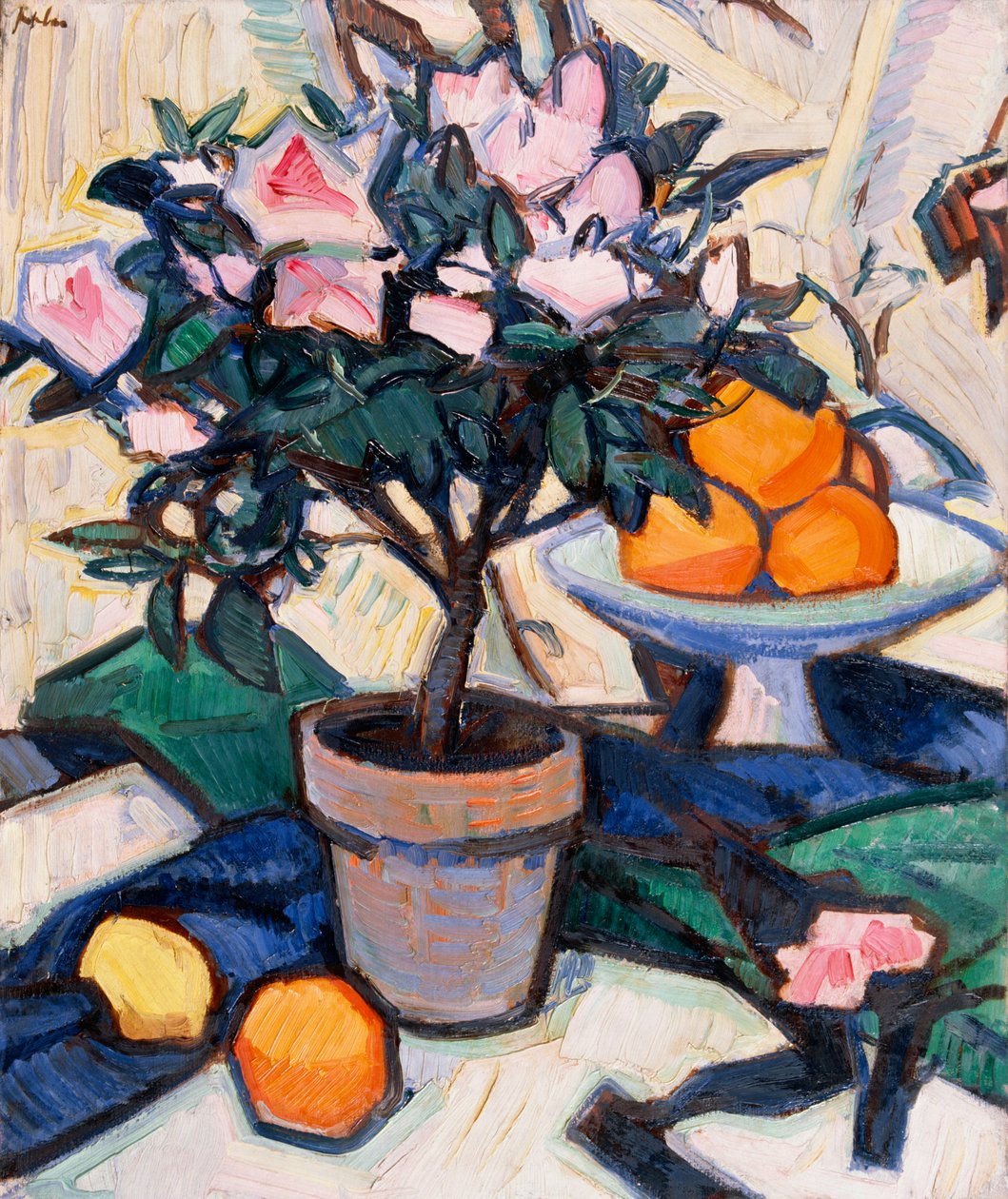Azaléia e laranjas cor-de-rosa, c.1913 de Samuel John Peploe