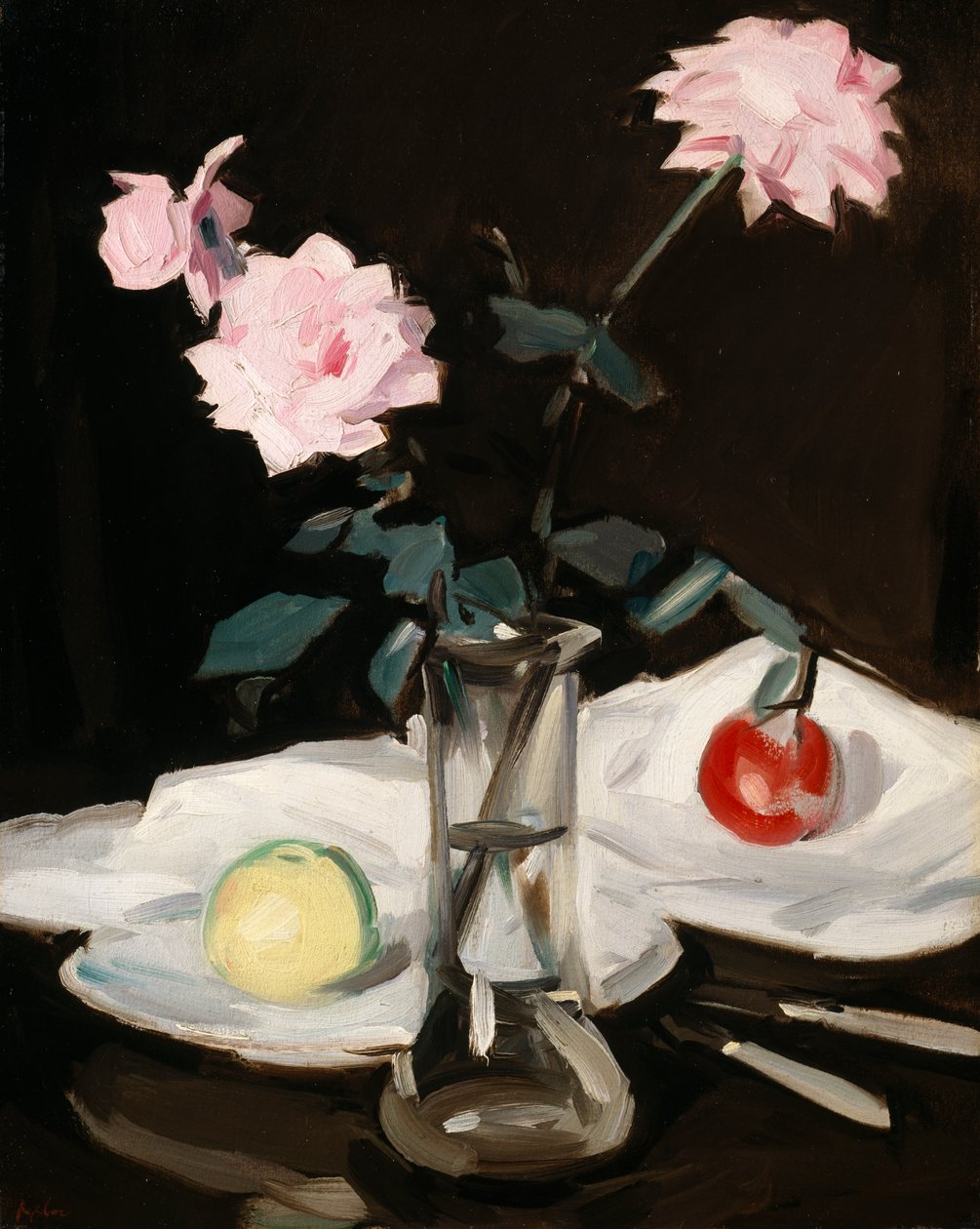 Natureza morta, rosas cor-de-rosa (óleo sobre tela) de Samuel John Peploe