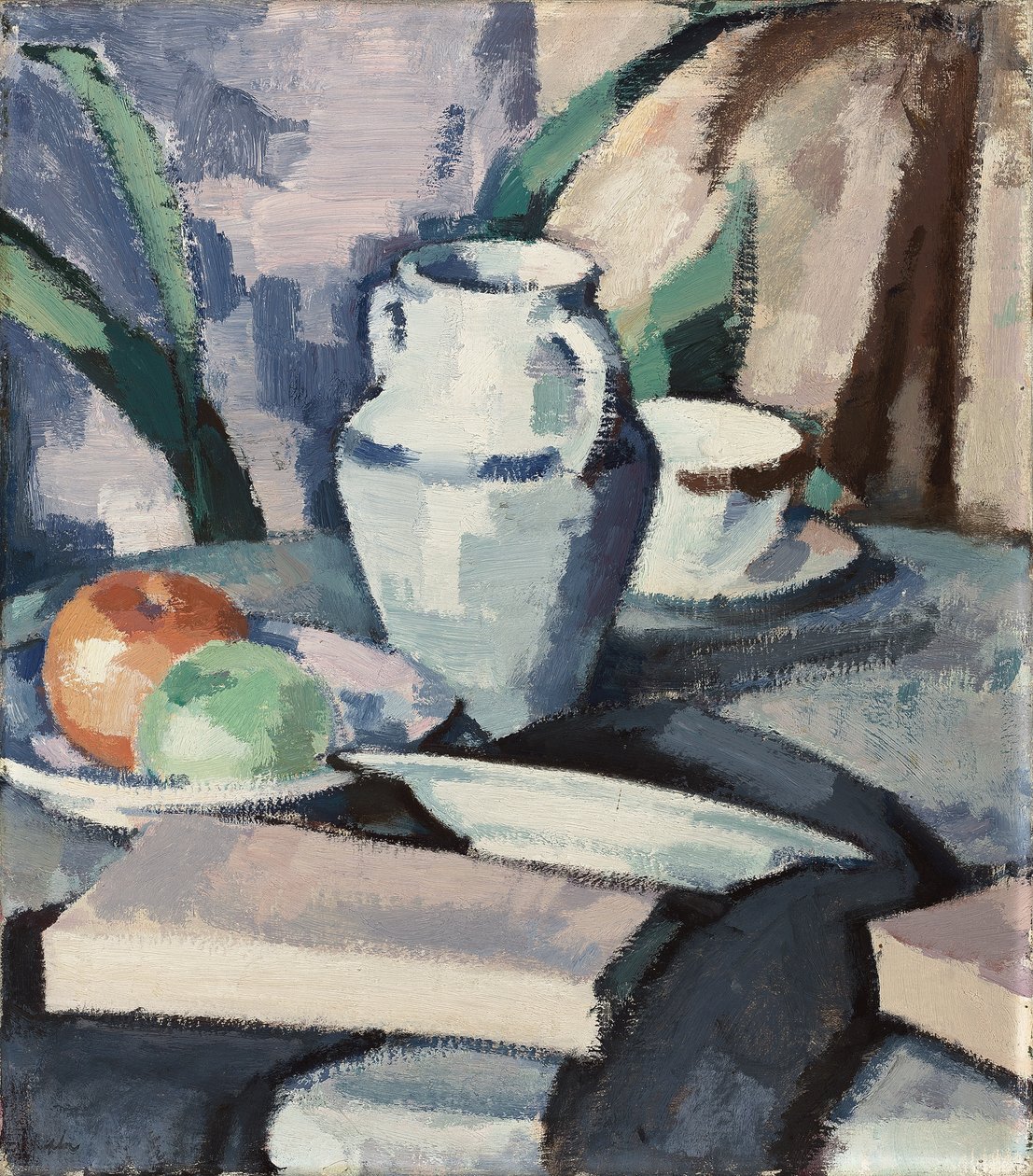 Ainda vida com vaso e livros, de Samuel John Peploe