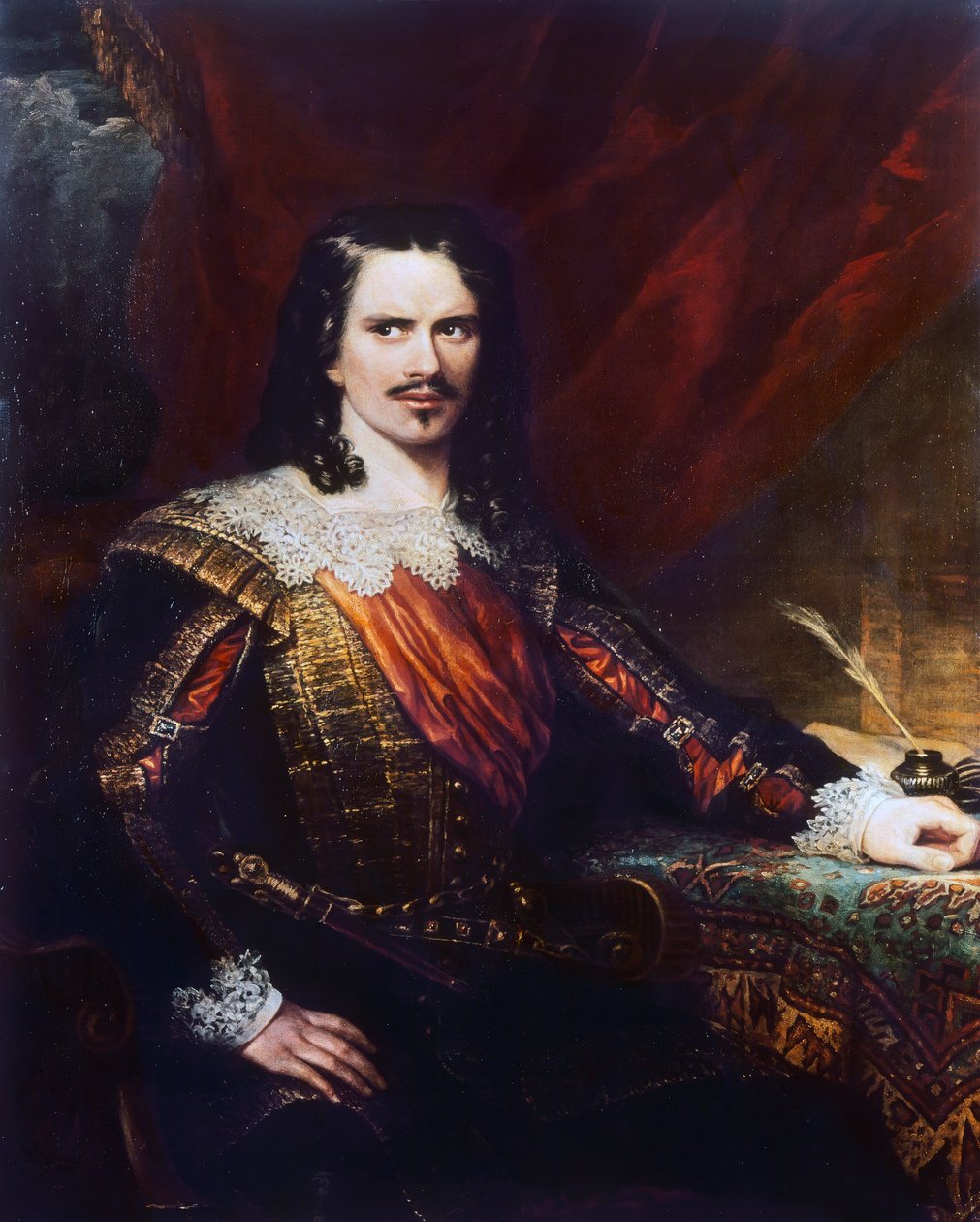 Retrato de Charles John Kean (1811-1868), director inglês e director de teatro, pintura de Samuel John Stump (falecido em 1863) óleo sobre tela de Samuel John Stump