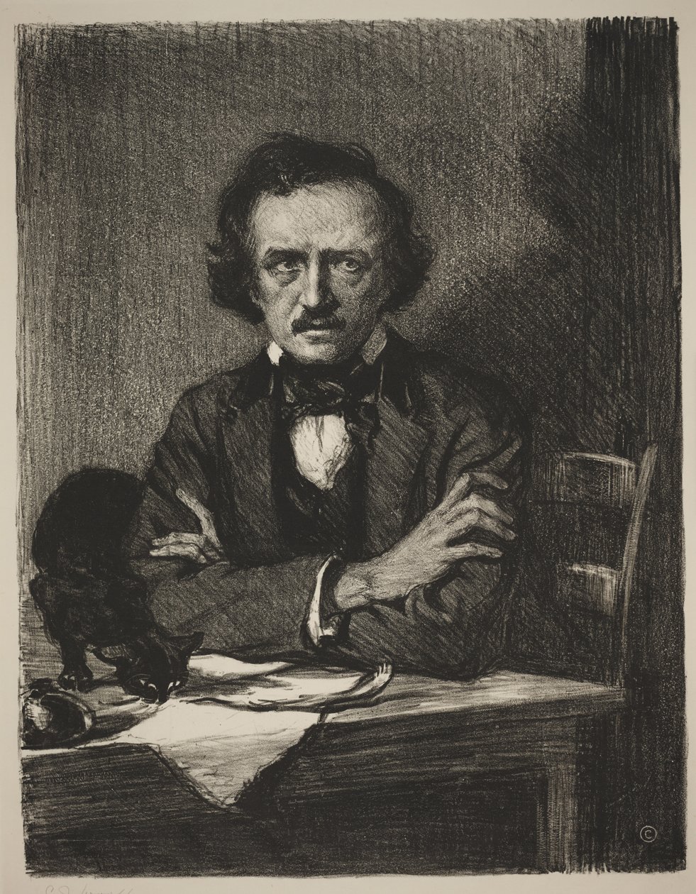 Edgar Allan Poe (lito) de Samuel Johnson Woolf