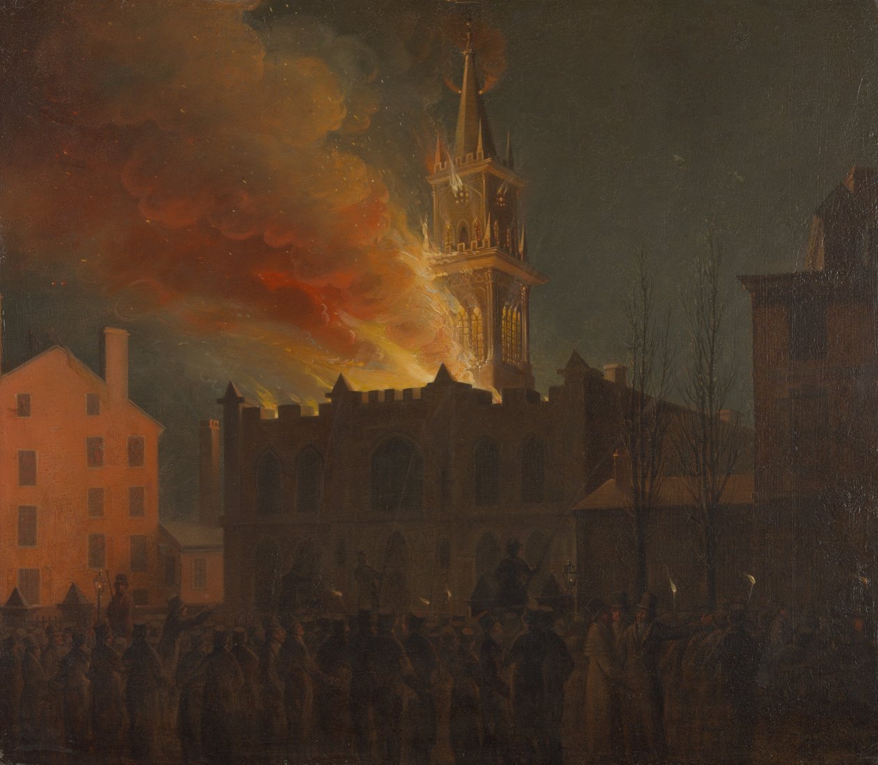 Conflagração do salão maçónico, Chestnut Street, Filadélfia, Pensilvânia de Samuel Jones