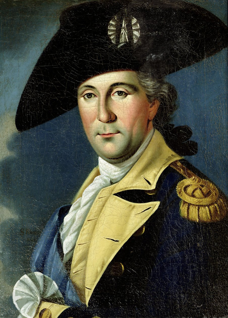 Retrato de George Washington no uniforme de um general americano, entre 1775 e 1780. de Samuel King