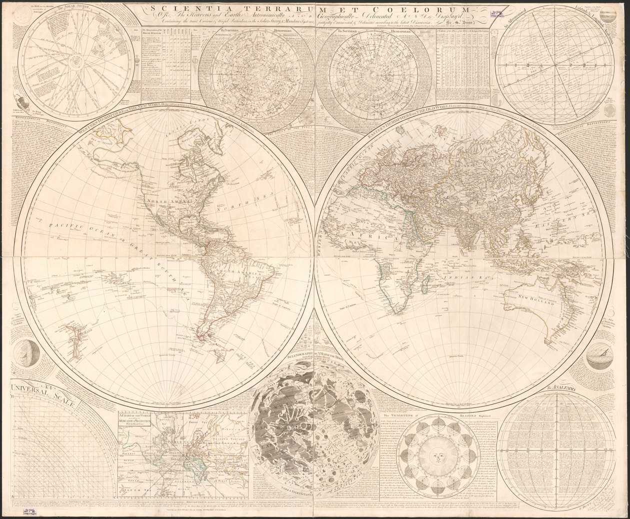 Scientia terrarum et coelorum : ou, os céus e a terra astronômica e geograficamente delineados e exibidos : contendo os detalhes mais curiosos e úteis nos sistemas solares estrelados e mundanos, fielmente enumerados e delineados de acordo com t de Samuel; Kitchin Dunn
