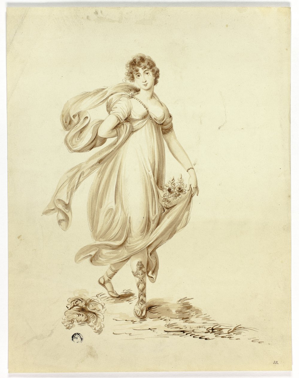 Mulher jovem carregando flores de Samuel Lane