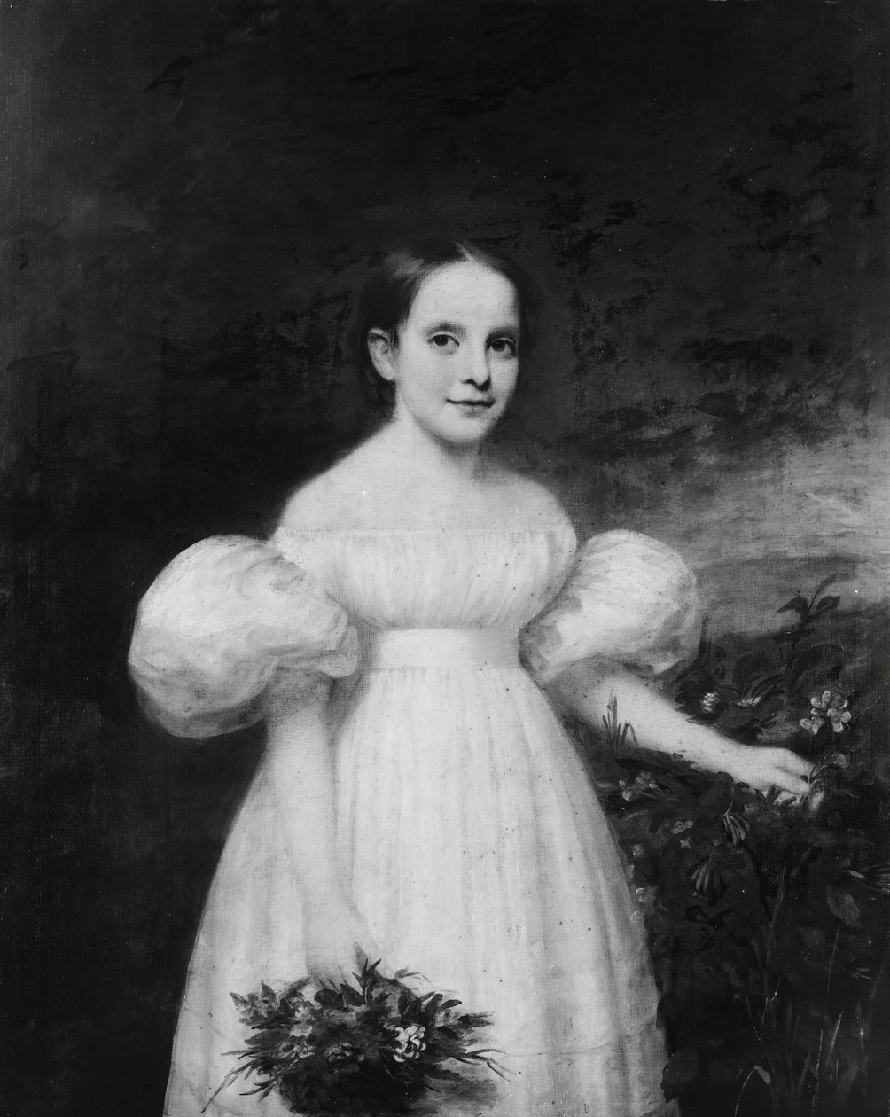 Retrato de uma menina com flores, ca. 1835 de Samuel Lovett Waldo